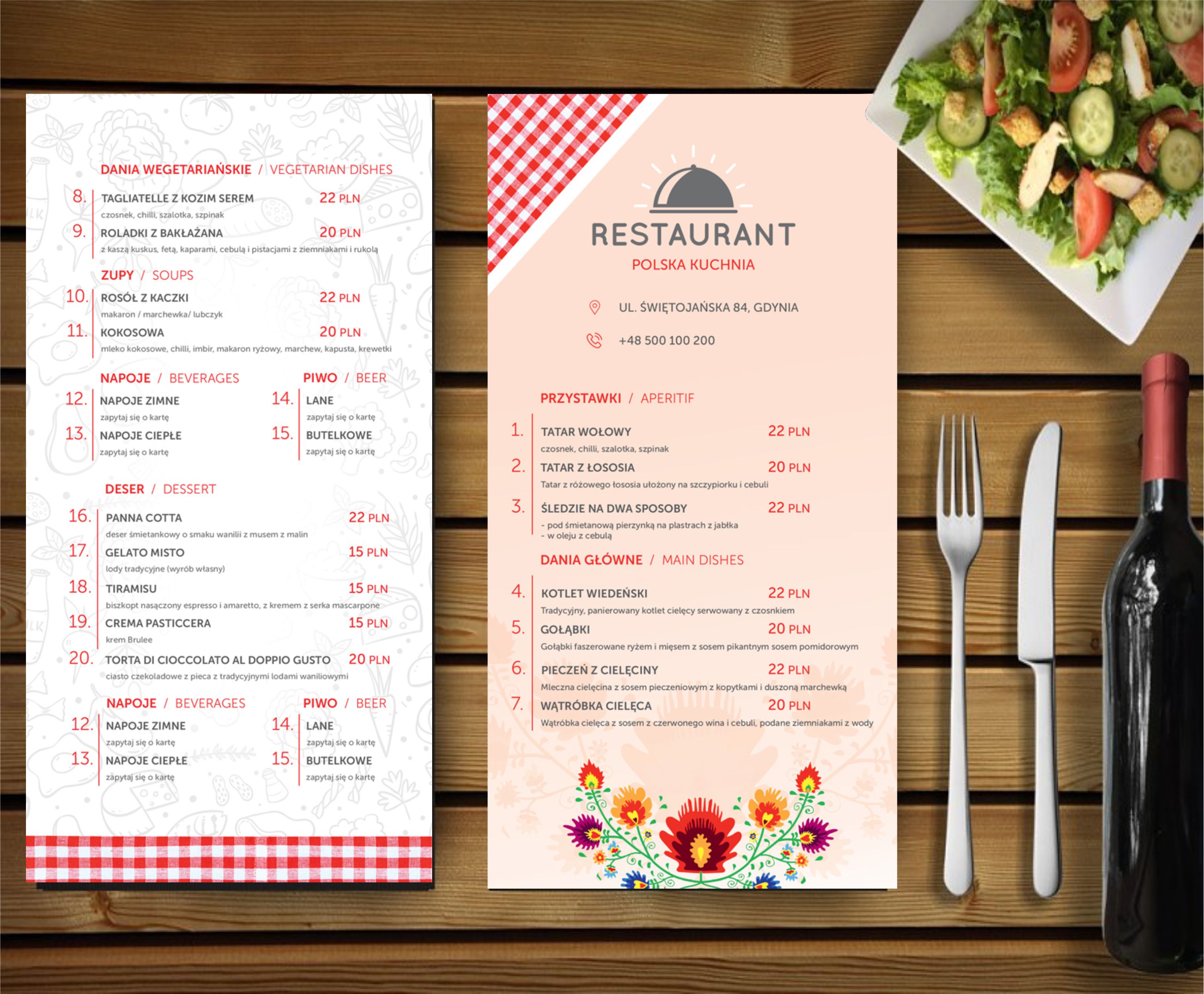 Karta menu Restauracja Polska