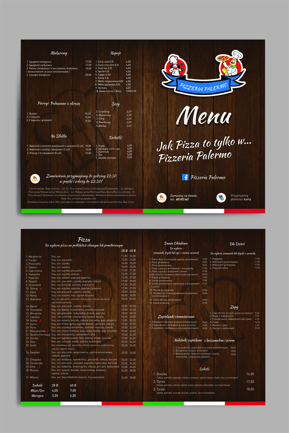 Karta menu Palermo 